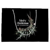 Schwarz elegante Wasserfarbe botanische Weihnachte Große Geschenktüte (Rückseite)