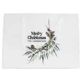 Schwarz elegante Wasserfarbe botanische Weihnachts Große Geschenktüte (Vorderseite)