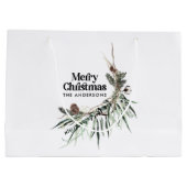 Schwarz elegante Wasserfarbe botanische Weihnachts Große Geschenktüte (Rückseite)