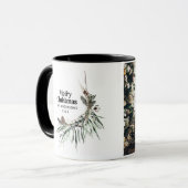 Schwarz elegante Wasserfarbe botanische Weihnachts Tasse (Vorderseite Links)