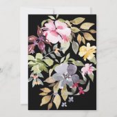 Schwarz Elegante Wasserfarbe Schöne Hochzeit Einladung (Rückseite)