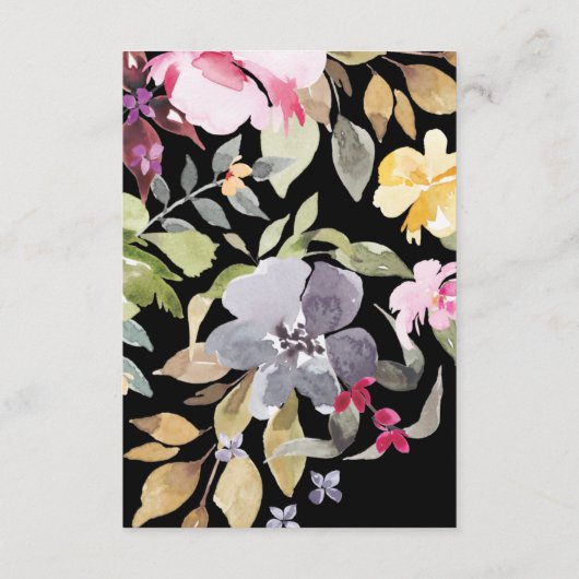 Schwarz Elegante Wasserfarbe Schöne Hochzeitsstimm Begleitkarte (Rückseite)