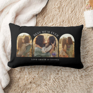 Schwarz eleganter Bogen Multi Foto bestes Mum Lendenkissen