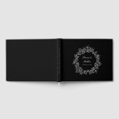 Schwarz-Eleganter Botanischer Coupel Logo-Kranz Gästebuch (Voll)