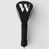 Schwarz | Eleganter Grauer Name und Weißer Anfangs Golf Headcover (Vorderseite)