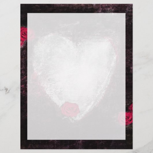 Schwarz Elegantes Herz und Rose (Vorderseite)