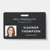 Schwarz Elegantes modernes Business Berufliches Fo Ausweis (Vorderseite)