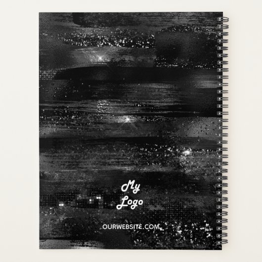 Schwarz-elegantes Monogramm-Firmenlogo Planer (Rückseite)