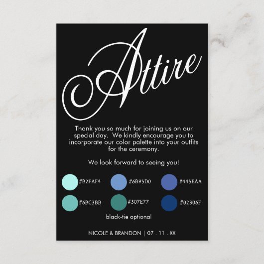 Schwarz-Elegantes Script-Hochzeitskleid Begleitkarte (Vorderseite)