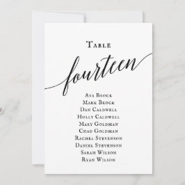 Schwarz-Elegantes Script-Tischnummer 14 Seating Ch Einladung
