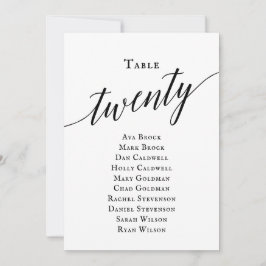 Schwarz-Elegantes Script-Tischnummer 20-Seating Ch Einladung