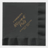 Schwarz | Elegantes stylisches Lettern Retirement Servietten Mit Folie (Vorderseite)