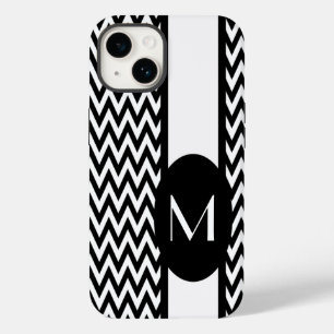 Schwarz Elegantes Zickzack Design mit Monogramm Case-Mate iPhone 14 Hülle