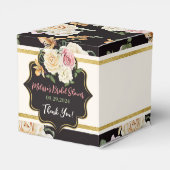 Schwarz, Elfenbein, Gold, Blumenstrauß Geschenkschachtel (Rückseite)