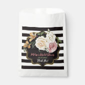 Schwarz, Elfenbein, Gold, Blumenstrauß Geschenktütchen (Vorderseite)
