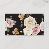 Schwarz, Elfenbein, Gold Floral Brautparty Game Ca Platzkarte (Rückseite)