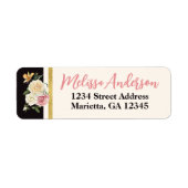 Schwarz, Elfenbein, Gold Florals Rücksendeadresse (Vorne)