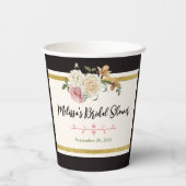 Schwarz, Elfenbein, goldblütiges Brautparty Pappbecher (Rückseite)