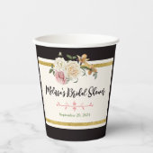 Schwarz, Elfenbein, goldblütiges Brautparty Pappbecher (Vorderseite)