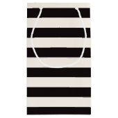 Schwarz, Elfenbein, goldene Blüte, gestreift Kleine Geschenktüte (Rückseite)