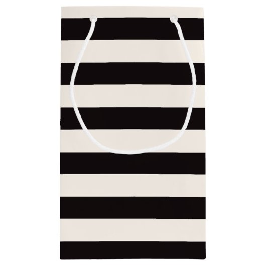 Schwarz, Elfenbein, goldene Blüte, gestreift Kleine Geschenktüte (Rückseite)