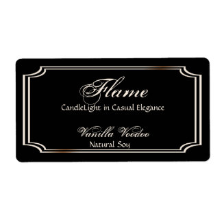 Schwarz-Elfenbein-Scallop-Rahmen-Candle-Label