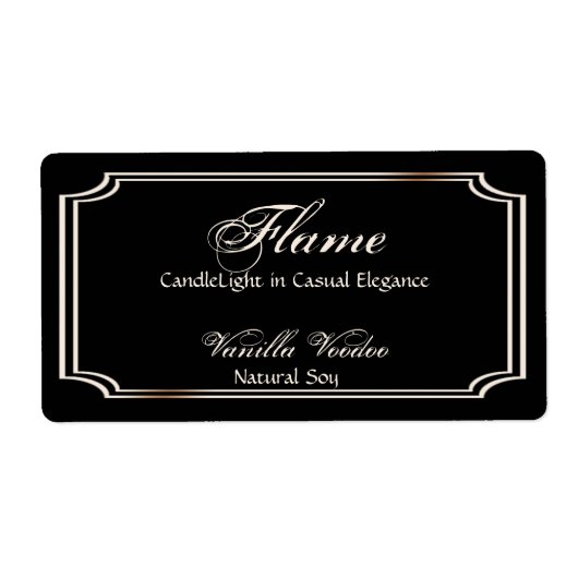 Schwarz-Elfenbein-Scallop-Rahmen-Candle-Label (Vorne)