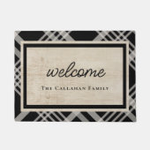 Schwarz & Elfenbeinbeige Karierter Personalisierte Fußmatte (Vorderseite)