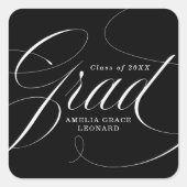 Schwarz | Eloquence Abschluss Quadratischer Aufkleber (Vorderseite)