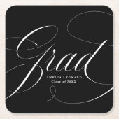 Schwarz | Eloquence Abschluss Square Paper Unterse Rechteckiger Pappuntersetzer (Vorderseite)