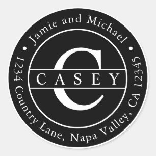 Schwarz Erstellen Sie Ihre eigene Monogramm-Rückse Runder Aufkleber