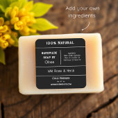 Schwarz | Etikett für Seifenzutaten Quadratischer Aufkleber