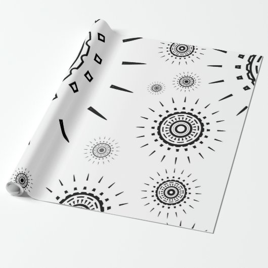 Schwarz-Explosions-Muster auf Weiß Geschenkpapier (Ungerollt)