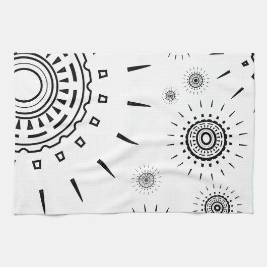 Schwarz-Explosions-Muster auf Weiß Geschirrtuch (Horizontal)