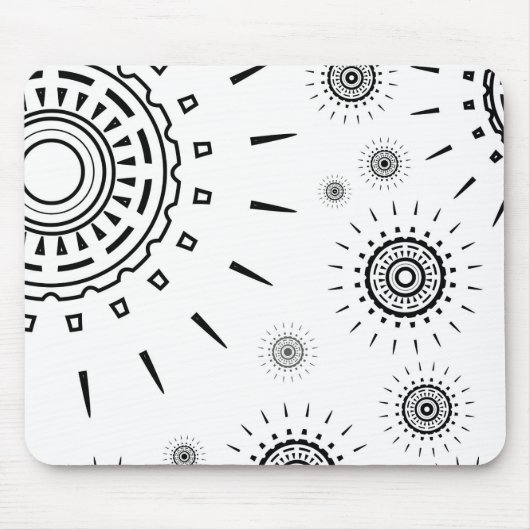 Schwarz-Explosions-Muster auf Weiß Mousepad (Vorne)