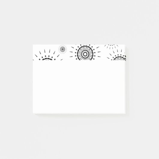 Schwarz-Explosions-Muster auf Weiß Post-it Klebezettel (Vorderseite)