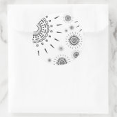 Schwarz-Explosions-Muster auf Weiß Runder Aufkleber (Tasche)