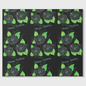 Schwarz-Extravagant-Flower-Geschenkwrap Geschenkpapier (Flach)