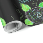 Schwarz-Extravagant-Flower-Geschenkwrap Geschenkpapier (Rolleneckpunkt)