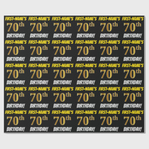 Schwarz, Falsches/Imitations-Gold, "70. GEBURTSTAG Geschenkpapier