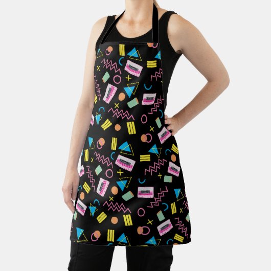 Schwarz farbenfrohe 80er Jahre Retro-Muster Schürze (InSitu)