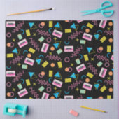 Schwarz farbenfrohe 80er Jahre Retro-Muster Seidenpapier (Basteln)