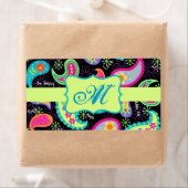 Schwarz Farbenfrohe moderne Paisley-Muster Monogra (Insitu)