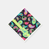 Schwarz Farbenfrohe moderne Paisley-Muster Monogra Serviette (Ecke)