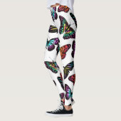Schwarz Farbenfrohe Schmetterlinge Wasserfarben Mu Leggings (Links)
