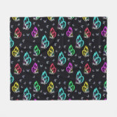 Schwarz-Farbenfrohe Schmetterlingsmuster Fleecedecke (Vorderseite (Horizontal))