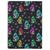 Schwarz-Farbenfrohe Schmetterlingsmuster Klemmbrett (Rückseite)