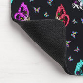 Schwarz-Farbenfrohe Schmetterlingsmuster Mousepad (Ecke)
