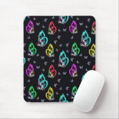 Schwarz-Farbenfrohe Schmetterlingsmuster Mousepad (Mit Mouse)