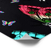 Schwarz-Farbenfrohe Schmetterlingsmuster Poster (Ecke)